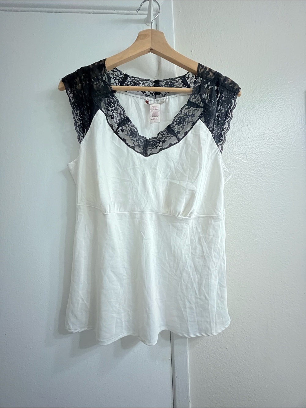 Covington White Camisole with Black Floral Lace